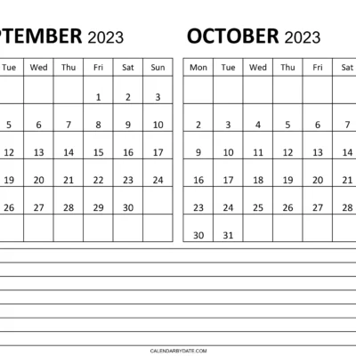 Stay organized and keep track of your schedule with the September October 2023 Calendar with Notes. You can easily customize and personalize your schedule to fit your needs.