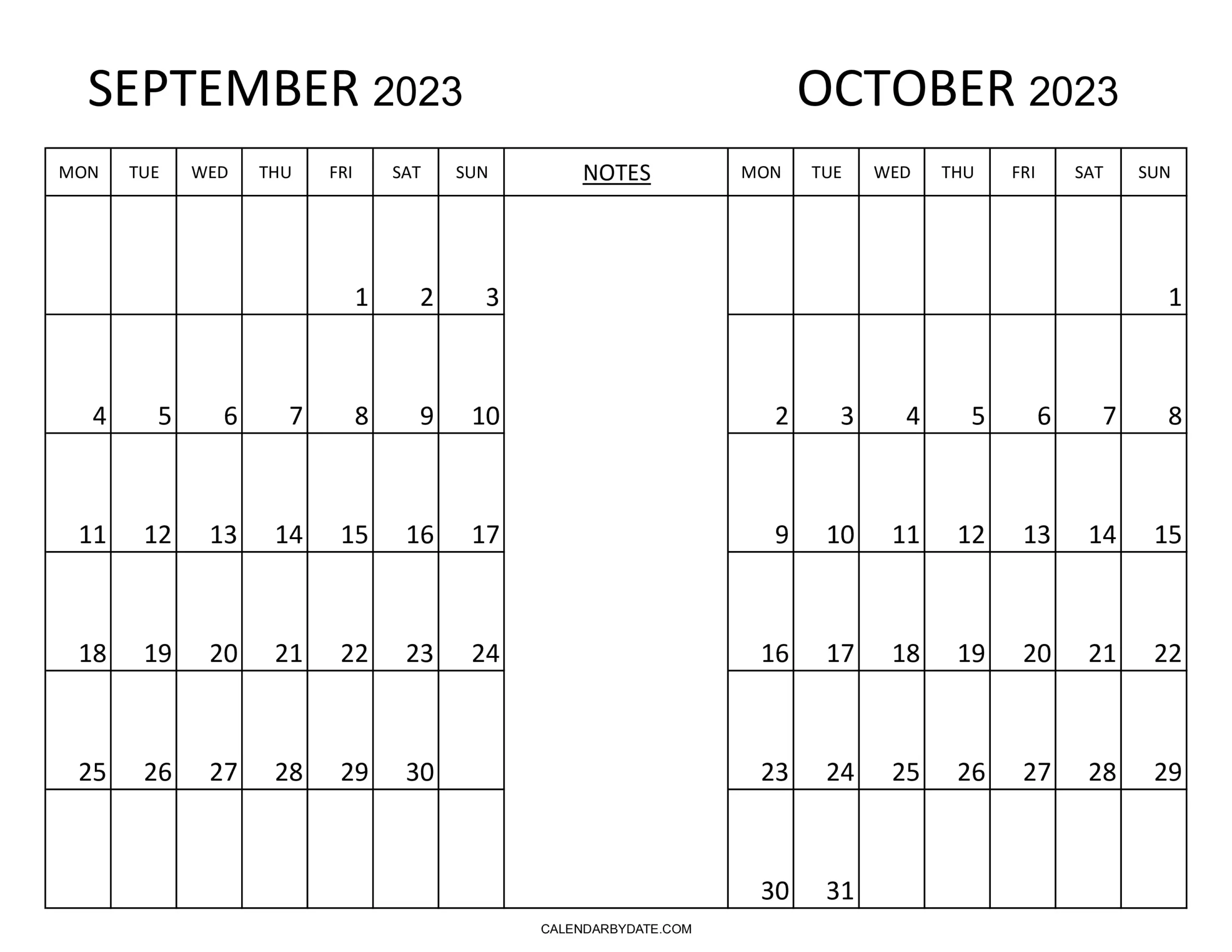 With the September October 2023 Calendar with Notes, you can stay organized, never forget important dates. Download these printable templates online.