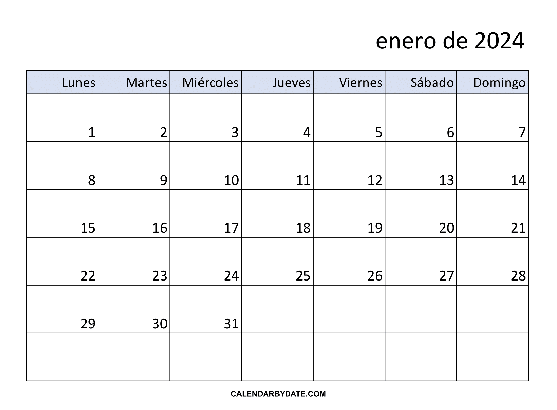 Calendario enero 2024 colombia con festivos