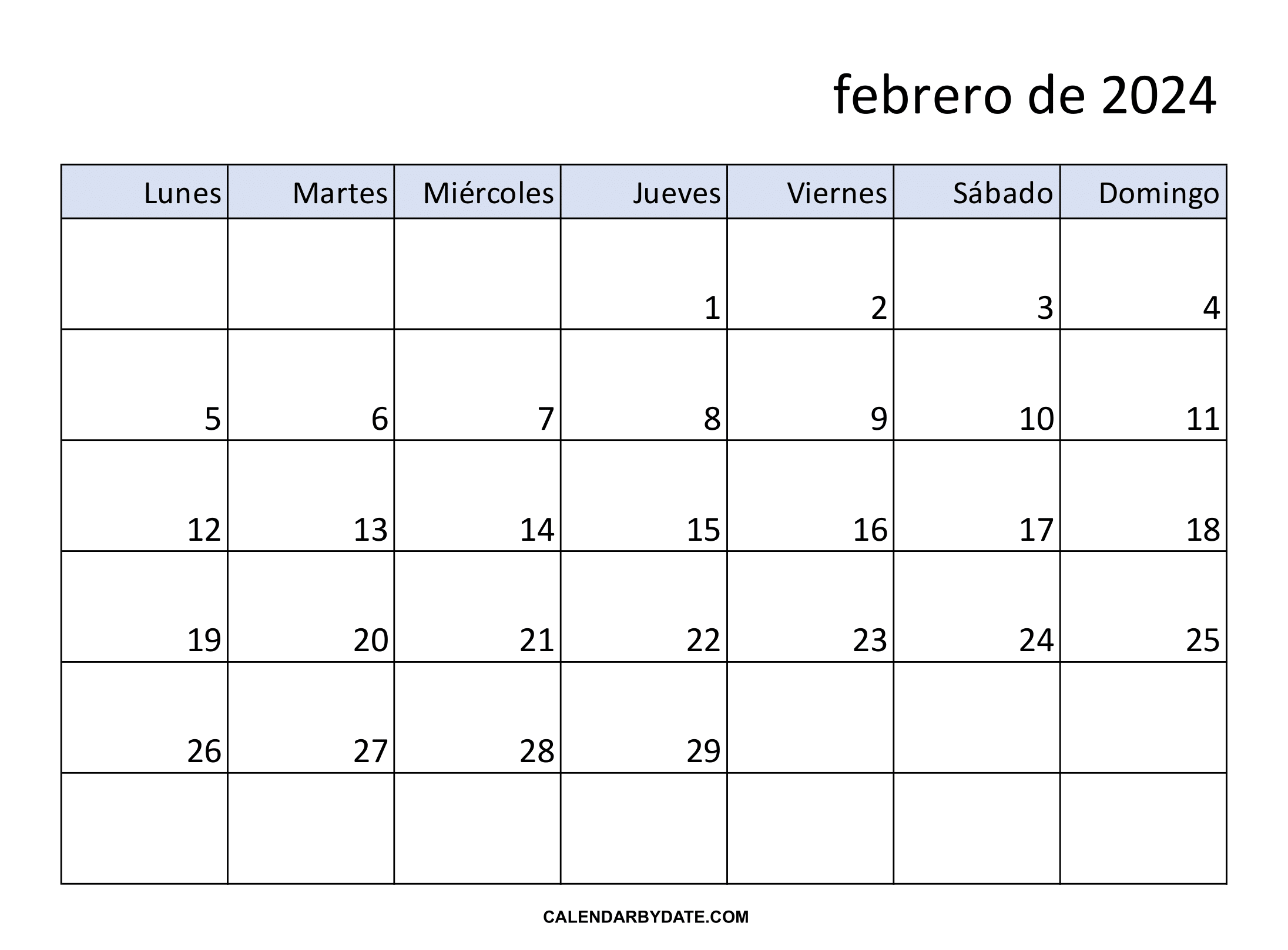 Calendario febrero 2024 argentina