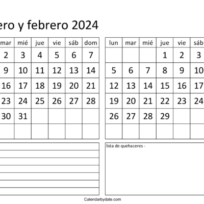 calendario 2024 enero y febrero