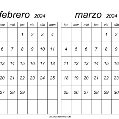 calendario febrero y marzo 2024